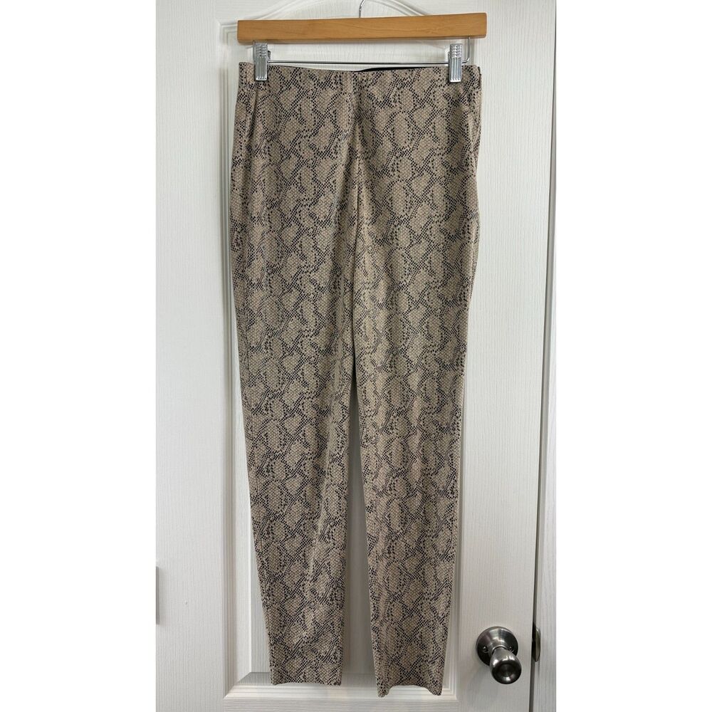 Zara Basic Womens Small Snakeskin Print Leggings Pants Beige Black Stretch
